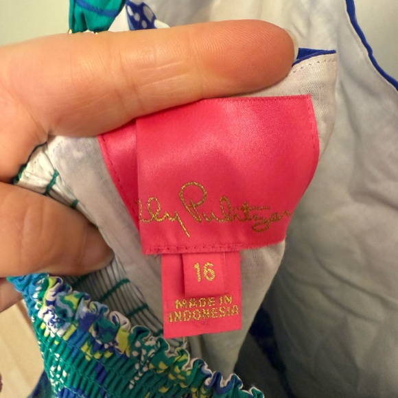 Lilly Pulitzer Blue and Green Tropical Dress size 16 - Picture 4 of 4